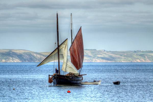 1st June 2011 - The first lugger arrives for the Looe Lugger Regatta.