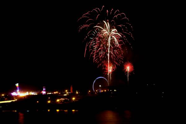 5th November 2011 - Fireworks from Plymouth Citadel light up the Hoe.