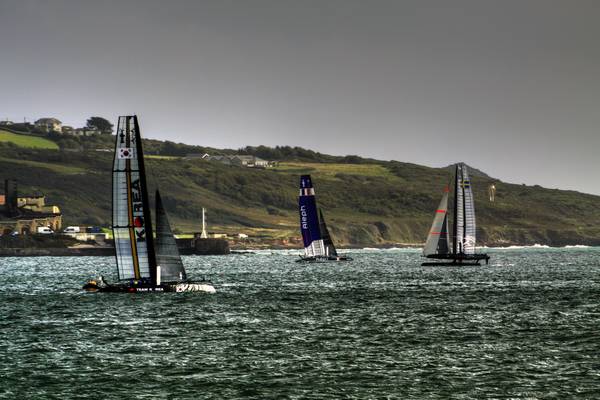 7th September 2011 - America's Cup World Series - Teams practice in Plymouth Sound.